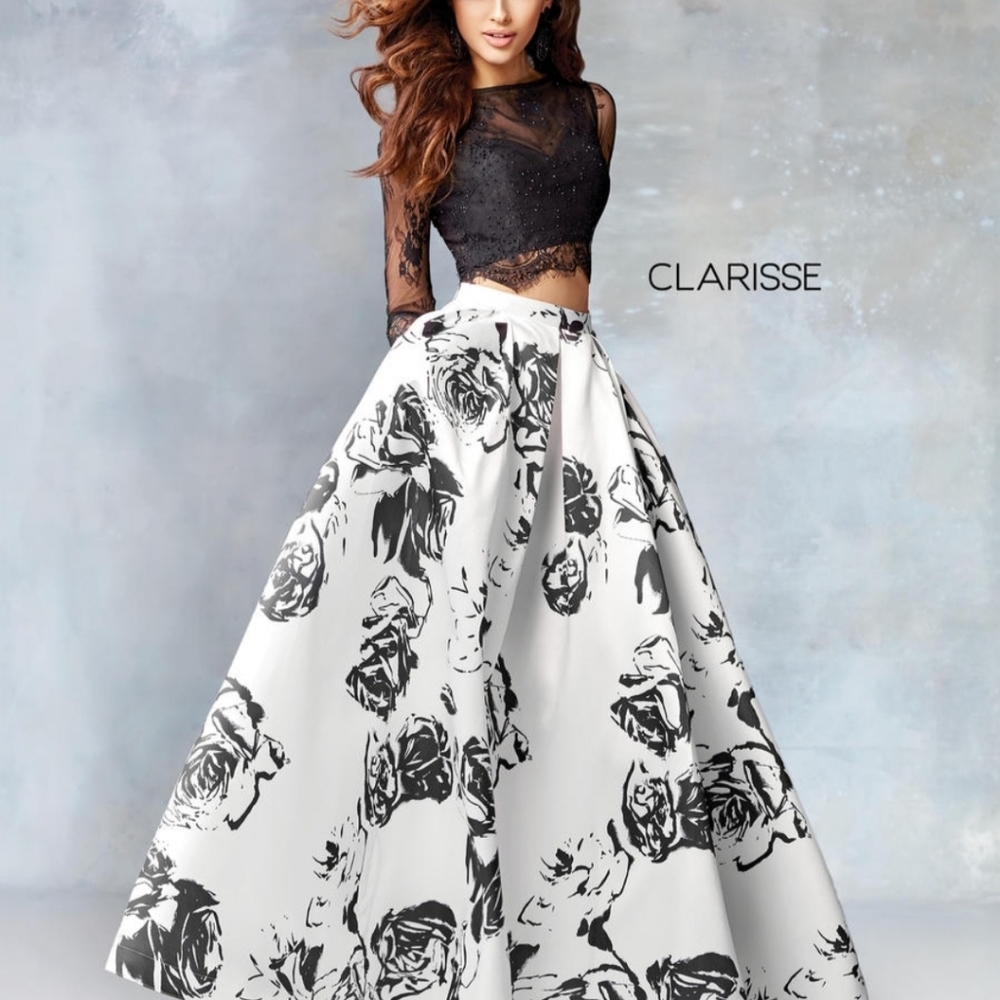 Clarisse 2 piece dress black/white floral dress